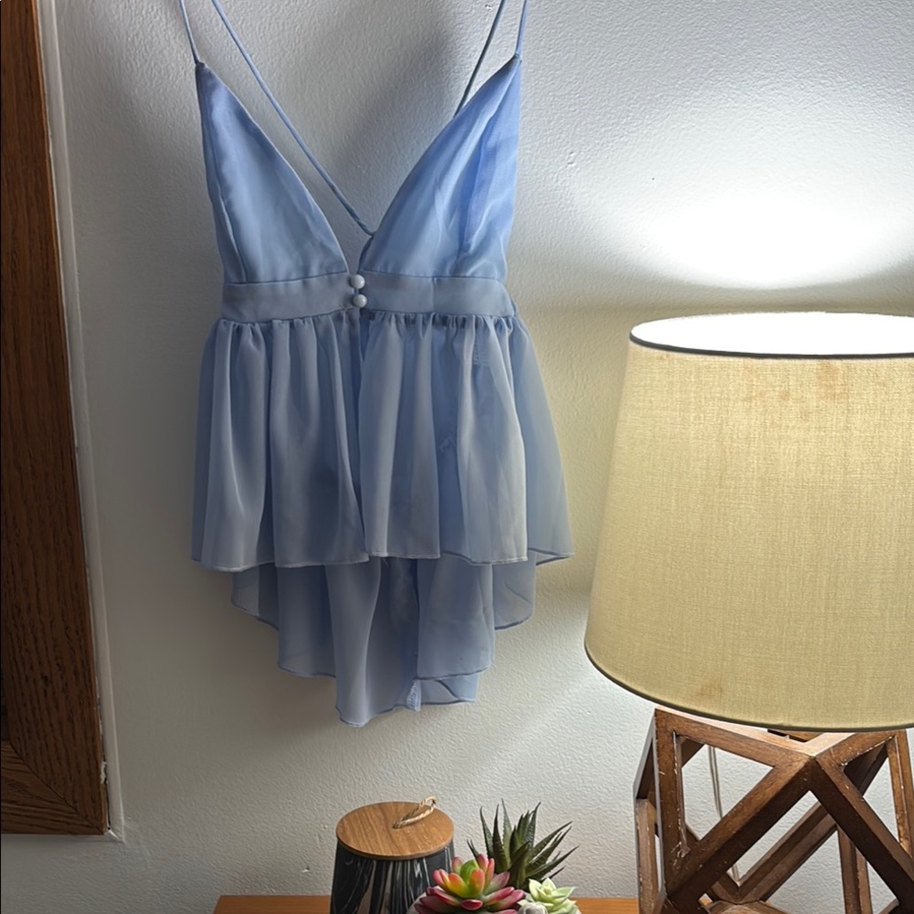 Elegant Blue Layered Tank Top